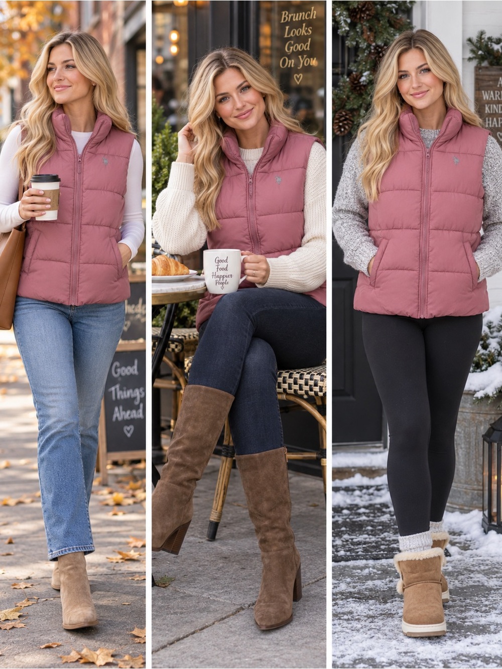 U.S. Polo Assn. Pink Women's Puffer Vest Size Medium Full Zipper Quilted - Picture 2 of 16